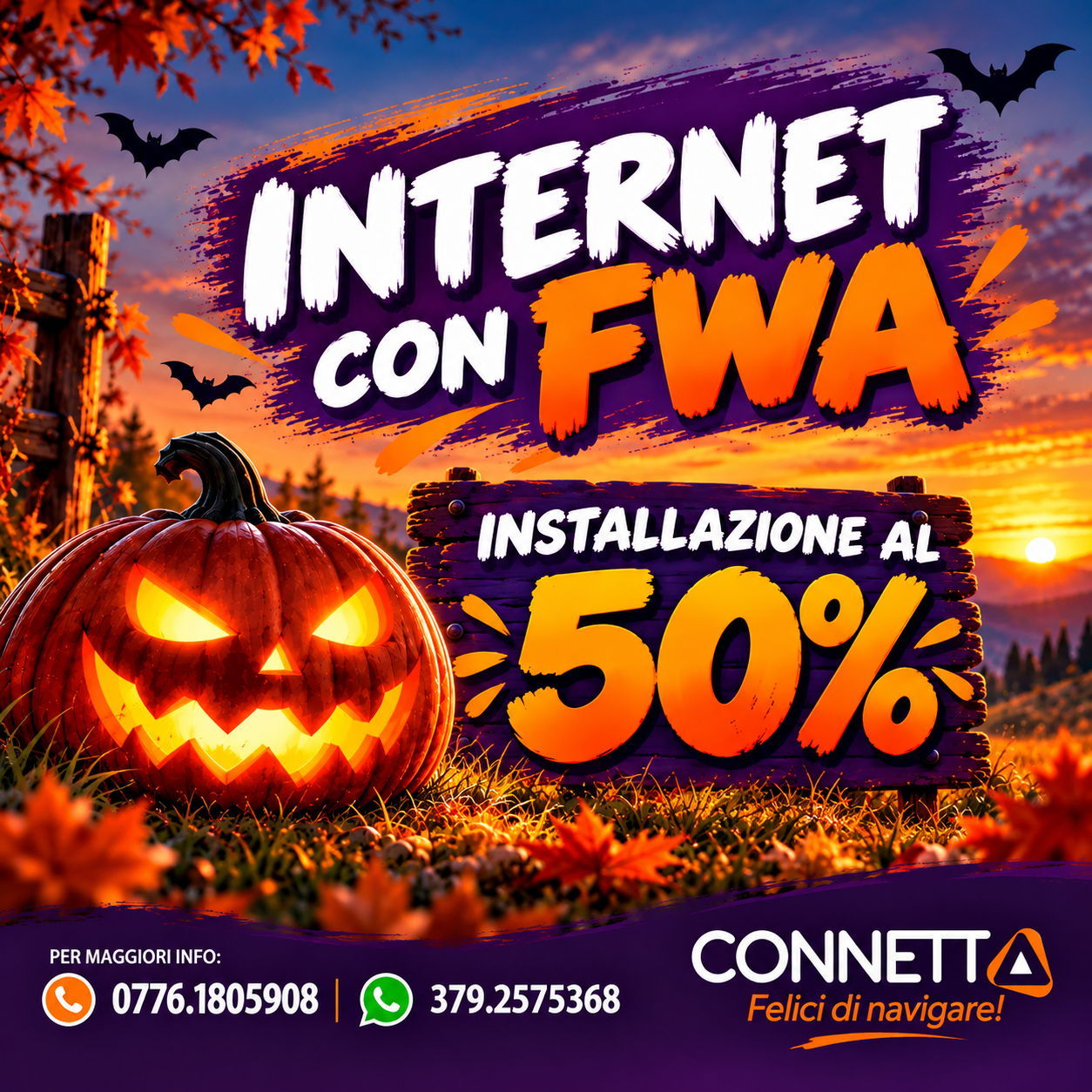 Halloween Internet FWA al 50% promo agosto